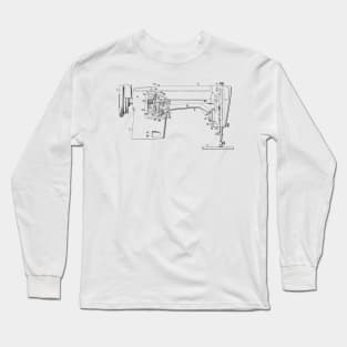 Zigzag Mechanism for Sewing Machine Vintage Patent Hand Drawing Long Sleeve T-Shirt